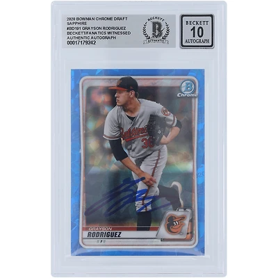 Grayson Rodriguez Baltimore Orioles Autographed 2020 Bowman Chrome Draft Sapphire #BD-191 Beckett Fanatics Witnessed Authenticated 10 Card