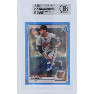Grayson Rodriguez Baltimore Orioles Autographed 2020 Bowman Chrome Draft Sapphire #BD-191 Beckett Fanatics Witnessed Authenticated Card