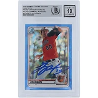 Carte autographiée 2020 Bowman Chrome Prospects Sapphire #BCP-22 Beckett Fanatics Witnessed Authenticated 10 Card de Grayson Rodriguez Baltimore Orioles