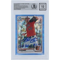 Carte authentifiée signée Grayson Rodriguez Baltimore Orioles Bowman Chrome Prospects Sapphire #BCP-22 2020 Beckett Fanatics avec l'inscription "MLB Debut 4-5-23