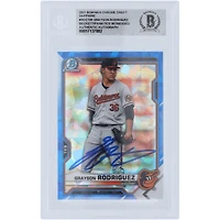 Grayson Rodriguez Baltimore Orioles Autographed 2021 Bowman Chrome Draft Sapphire #BDC-136 Beckett Fanatics Witnessed Authenticated Card