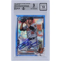 Carte autographiée 9/10 Bowman Chrome Prospects 2021 Sapphire #BCP-118 Beckett Fanatics Witnessed Baltimore Orioles