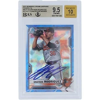 Carte autographiée Grayson Rodriguez des Baltimore Orioles, Bowman Chrome Prospects 2021 Sapphire #BCP-118, Beckett Fanatics, vue authentifiée, 9,5/10