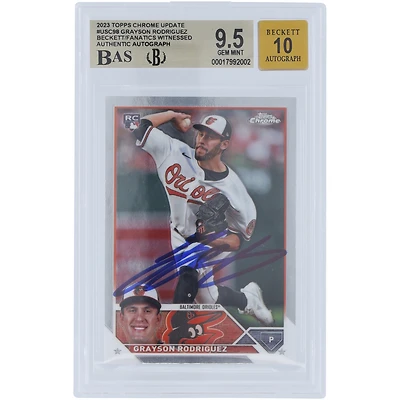 Grayson Rodriguez Baltimore Orioles Autographié 2023 Topps Chrome Mise à jour #USC98 Beckett Fanatics Witnessed Authenticated 9.5/10 Rookie Card
