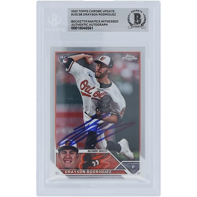 Grayson Rodriguez Baltimore Orioles autographié 2023 Topps Chrome Update #USC98 Beckett Fanatics a vu une carte de recrue authentifiée