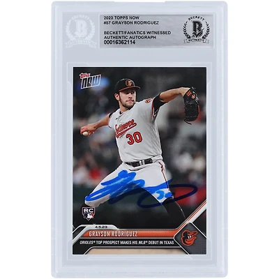 Grayson Rodriguez Baltimore Orioles a autographié la carte Topps 2023 maintenant disponible #NNO Beckett Fanatics a été témoin de la carte de recrue authentifiée