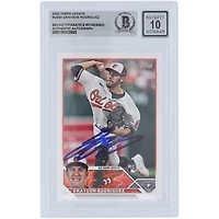 Grayson Rodriguez Baltimore Orioles Autographié 2023 Topps Mise à jour #US50 Beckett Fanatics Témoin Authentifié 10 Carte Rookie