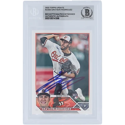 Grayson Rodriguez Baltimore Orioles Autographié 2023 Topps Mise à jour #US50 Beckett Fanatics a vu une carte de recrue authentifiée
