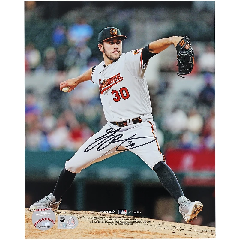 Photographie autographiée de Grayson Rodriguez pour ses débuts en MLB par les Orioles de Baltimore, 8" x 10"