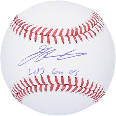 Baseball autographié par Grayson Rodriguez des Orioles de Baltimore avec l'inscription « Let's Go O's »