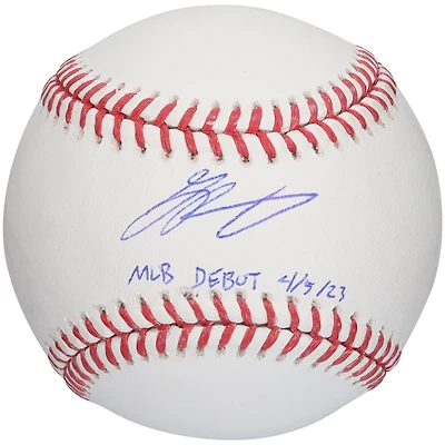 Baseball autographié par Grayson Rodriguez des Orioles de Baltimore pour ses débuts en MLB avec l'inscription « MLB Debut 4/5/23 »