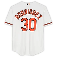 Maillot réplique blanc Nike autographié par Grayson Rodriguez des Orioles de Baltimore avec inscription « Go Birds »