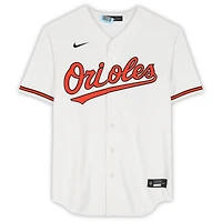 Maillot réplique blanc Nike autographié par Grayson Rodriguez des Orioles de Baltimore avec inscription « Go Birds »