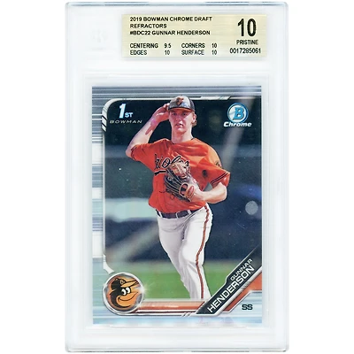 Carte Gunnar Henderson Baltimore Orioles 2019 Bowman Chrome Refractor #BDC-22 authentifiée par BGS (10 cartes) - Sous-notes : 9,5, 10, 10, 10