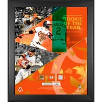 Gunnar Henderson Baltimore Orioles Encadré 2023 American League Rookie of the Year 20" x 24" College avec des morceaux de terre, de baseball et de base utilisés lors du match - Édition limitée à 500