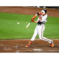 Gunnar Henderson Baltimore Orioles Unsigned White Jersey Swing Photograph