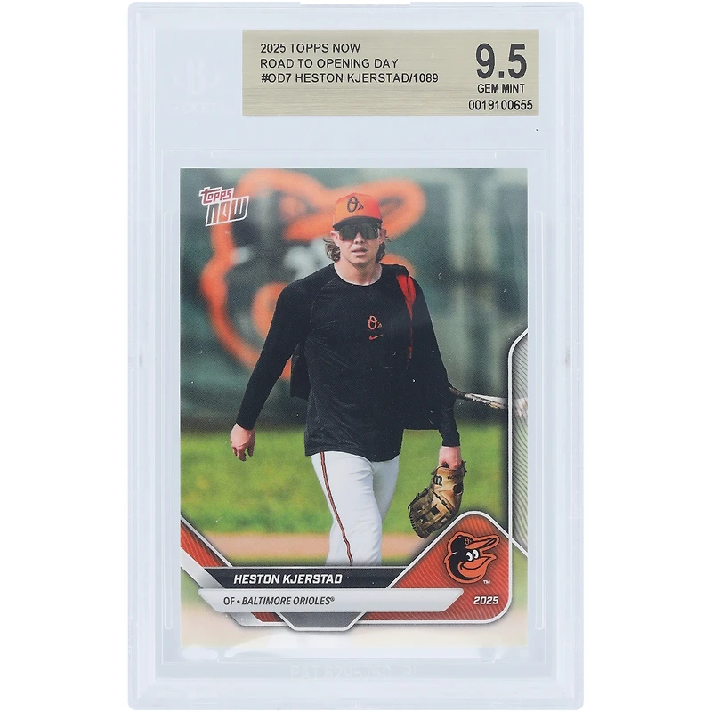 Carte Heston Kjerstad Baltimore Orioles 2025 Topps Now Road to Opening Day #OD-7, authentifiée BGS 9.5