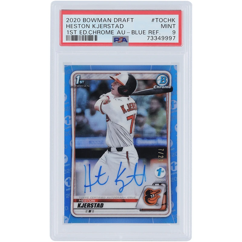 Heston Kjerstad Baltimore Orioles Autographié 2020 Bowman Chrome 1st Bowman Blue Refractor 1st Edition #TOC-HK #7/20 PSA Authentifié 9 Carte