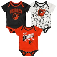 Ensemble de body trois pièces pour bébé et nouveau-né Outerstuff Baltimore Orioles All Day Play