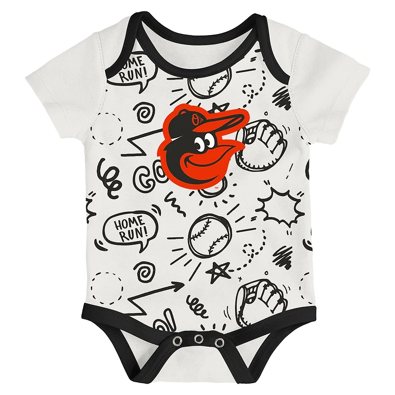 Infant & Newborn Outerstuff Baltimore Orioles All Day Play Three-Piece Bodysuit Set