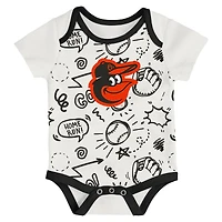 Infant & Newborn Outerstuff Baltimore Orioles All Day Play Three-Piece Bodysuit Set