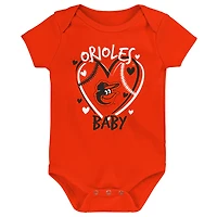 Ensemble de trois bodies pour bébé Baltimore Orioles Slide Home