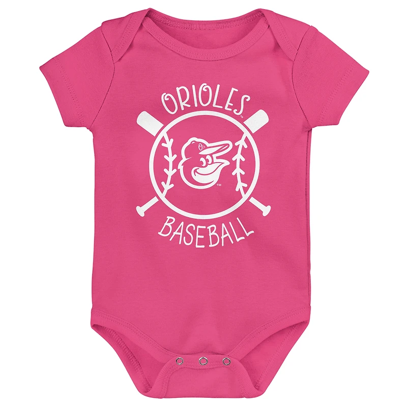 Ensemble de trois bodies pour bébé Baltimore Orioles Slide Home
