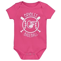 Ensemble de trois bodies pour bébé Baltimore Orioles Slide Home