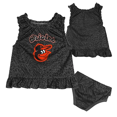 Ensemble robe et bloomer de jeu pour bébé noir Baltimore Orioles