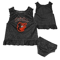 Ensemble robe et bloomer de jeu pour bébé noir Baltimore Orioles