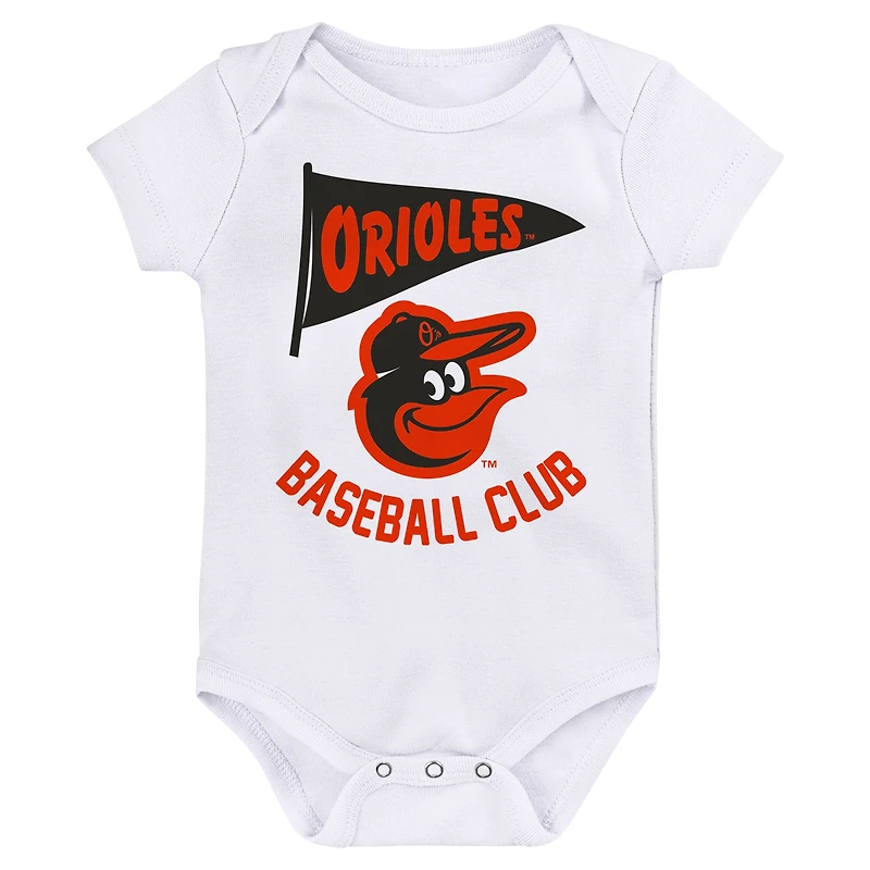 Ensemble de 3 bodys Fan Fanatics Baltimore Orioles Pennant pour bébé
