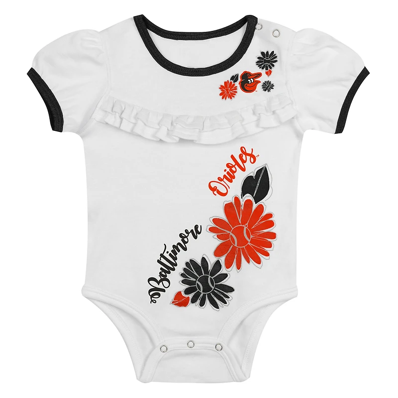 Ensemble 3 pièces avec bandeau et jupe Sweet Catcher pour bébé blanc Baltimore Orioles