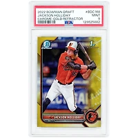 Carte Jackson Holliday Baltimore Orioles 2022 Bowman Chrome 1ère édition Bowman Gold Refractor #BDC-168 #/50 authentifiée PSA 9