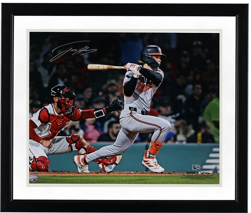 Photo de début en MLB autographiée de Jackson Holliday, des Orioles de Baltimore (40,6 x 50,8 cm)