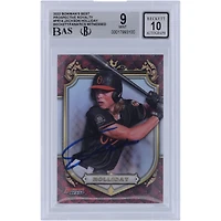 Jackson Holliday Baltimore Orioles a autographié la meilleure carte de royauté prospective Bowman's 2022 #PR-14 Beckett Fanatics Witnessed Authenticated 9/10 Card