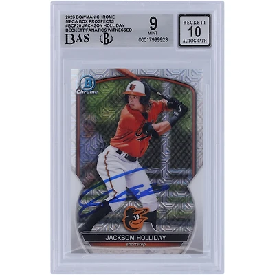 Jackson Holliday Baltimore Orioles Autographié 2023 Bowman Chrome Prospects Mega Box #BCP-20 Beckett Fanatics Witnessed Authenticated 9/10 Card