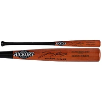 Batte de baseball autographiée par Jackson Holliday Baltimore Orioles, modèle réduit de jeu en vieux hickory, avec inscription « MLB Debut 4-10-24 »