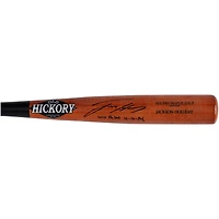 Batte de baseball autographiée par Jackson Holliday Baltimore Orioles, modèle réduit de jeu en vieux hickory, avec inscription « MLB Debut 4-10-24 »