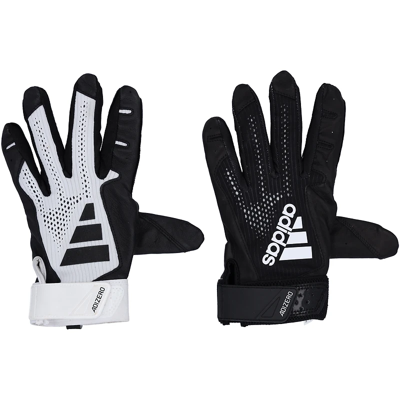Gants de frappe adidas noirs et blancs autographiés par Jackson Holliday, des Orioles de Baltimore, lors de la saison 2024 de la MLB.