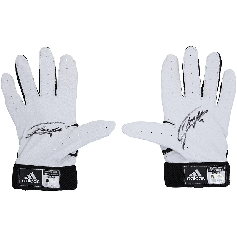 Jackson Holliday Baltimore Orioles Autographed Player-Issued White/Black adidas Batting Gloves from the 2024 MLB Season