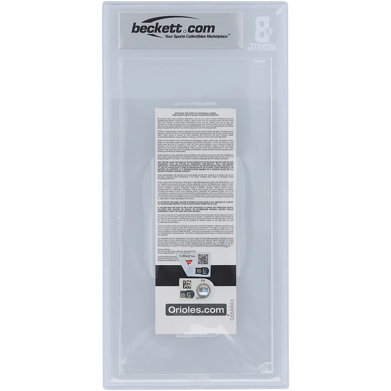 Jackson Holliday Baltimore Orioles Baltimore Orioles Début à domicile des Beckett Fanatics a été témoin d'un billet authentifié 8/10 du 12 avril 2024 avec l'inscription « 1er match à Camden Yards »