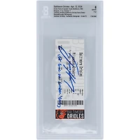 Jackson Holliday Baltimore Orioles Baltimore Orioles Début à domicile des Beckett Fanatics a été témoin d'un billet authentifié 8/10 du 12 avril 2024 avec l'inscription « 1er match à Camden Yards »