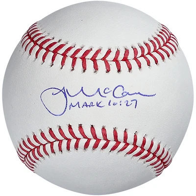 Ballon de baseball autographié par James McCann des Orioles de Baltimore avec l'inscription « Mark 10:27 »