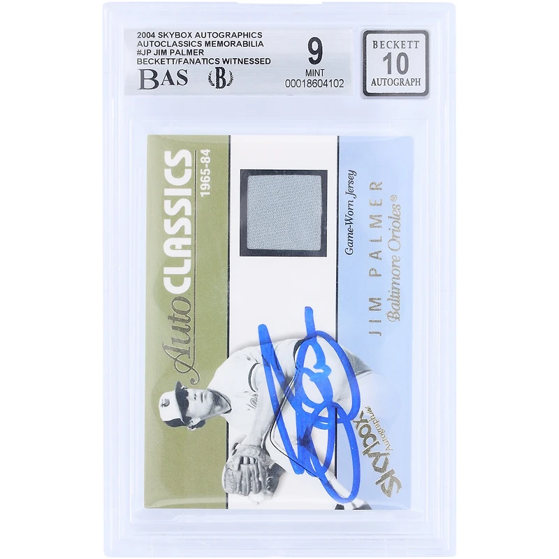 Jim Palmer Baltimore Orioles Autographed 2004 Fleer Skybox Autographics Auto Classics GU Relic #AM-JP #/350 Beckett Fanatics Witnessed Authenticated /10 Card