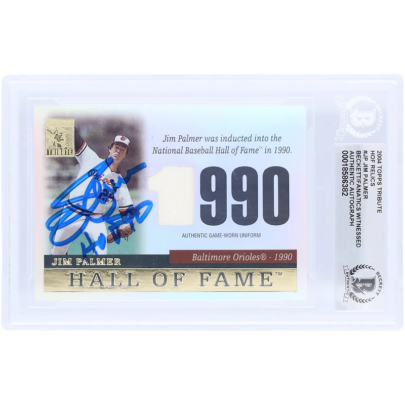 Jim Palmer Baltimore Orioles Autographed 2004 Topps Tribute HOF Cut Signature GU Relic #TR-JP Beckett Fanatics Witnessed Authenticated Card with "HOF 90" Inscription