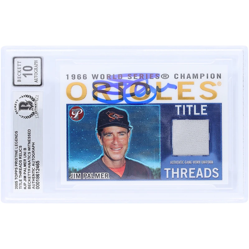 Jim Palmer Baltimore Orioles Autographed 2005 Topps Pristine Legends Title Threads GU Relic #TT-JP Beckett Fanatics Witnessed Authenticated 10 Card