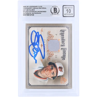 Carte autographiée de Jim Palmer (Baltimore Orioles), 2005 Upper Deck SP Legendary Cuts Legendary Lineage GU Relic #LE-JP, authentifiée par Beckett Fanatics Witnessed (n° 10).