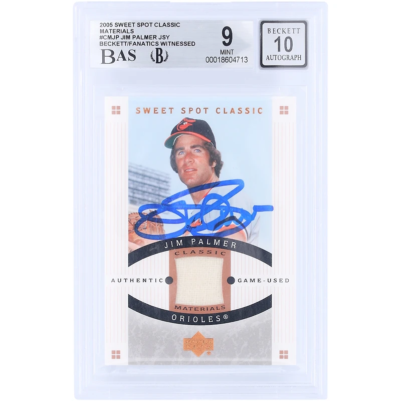 Jim Palmer Baltimore Orioles Autographed 2005 Upper Deck Sweet Spot Classic Materials GU Relic #CM-JP Beckett Fanatics Witnessed Authenticated 9/10 Card