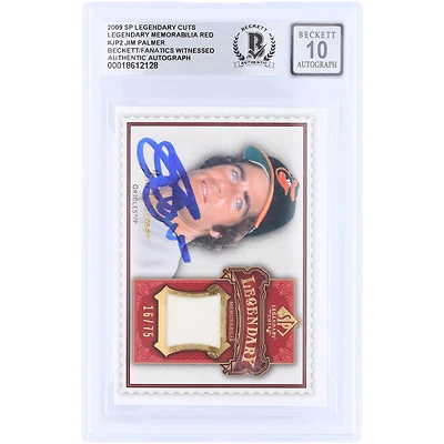 Carte autographiée de Jim Palmer (Baltimore Orioles), 2009 Upper Deck SP Legendary Cuts Legendary Memorabilia, rouge GU Relic #LM-JP2 #/75, authentifiée par Beckett Fanatics Witnessed (10 cartes).