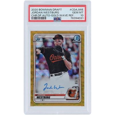 Jordan Westburg Baltimore Orioles Autographié 2020 Bowman Chrome 1er Bowman Gold Wave Refractor #CDA-JWE #39/50 PSA Authentifié 10 Carte